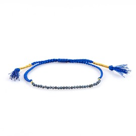 Thecraftman Natural Beads Braided Bracelet, Energy Crystals, Birthday, Gift for Her, Resizable Hand Braid Rope Thread Protection Bracelet for Men, Women, Gemstone Jewelry 7 inch (Blue Sapphire)