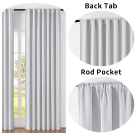 Joydeco 90 Inch Curtains for Bedroom, Blackout Curtains 90 Inches Long, Room Darkening Curtains & Drapes for Living Room Window Rod Pocket Back Tab (W52 x L90 Inch, Greyish White)