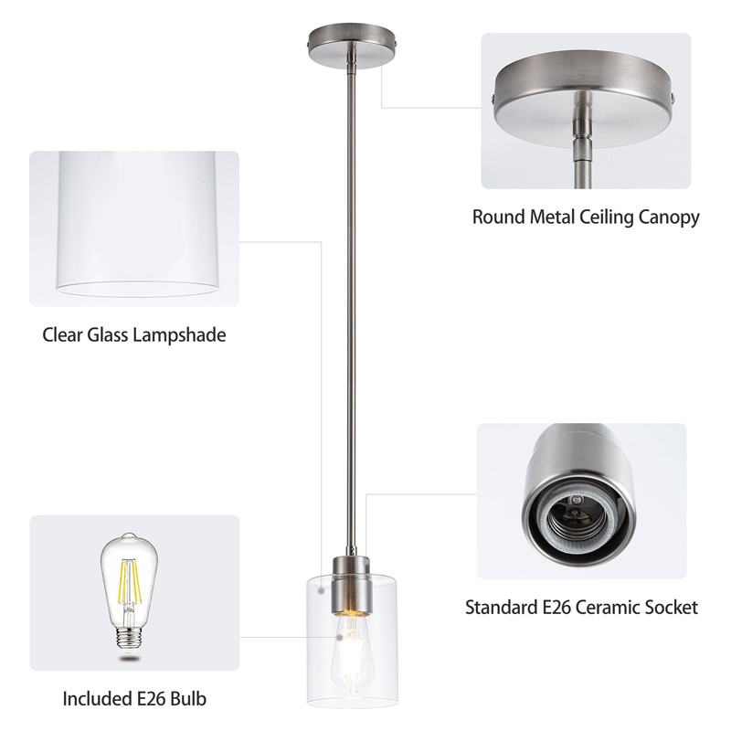 MAYNA 1-Pack Brushed Nickel Ceiling Light Fixture, Simple Silver Mini