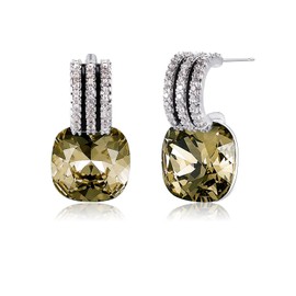 Bella Drop Earrings Yellow Crystal Dangle Earrings 18K White Gold Plated Hypoallergenic Classic 10mm Square Crystal Earring Jewelry for Women