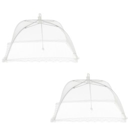 Meinposten Collapsible Food Cover 30x30cm White Set of 2 Fly Screen with Lace Edge