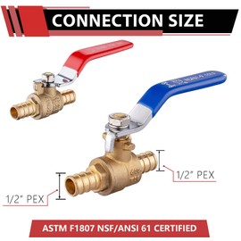 (Pack of 10) EFIELD 1/2 Inch Pex Crimp Brass Full Port Shut-off Ball Valve for Hot and Cold Water, UPC Certified,(VALVE003)