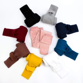 Auranso Girls Winter Fleece Lined Leggings Thick Pants White 7-8 Years