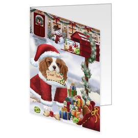Mailbox Santa Christmas Cavalier King Charles Spaniel Dog Greeting Cards - Adorable Pets Invitation Cards with Envelopes - Pet Artwork Christmas Greeting Cards (10 Greeting Card)
