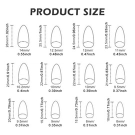 24PCS False Nails, Red Glitter Press on Nails and Almond Medium Long, French Red Glitter False Nails Glossy Removable Fake Nails with Glue, Full Cover Nail Tips Nail Design for Women Girls