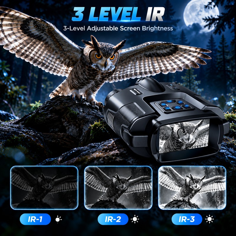 Night Vision Binoculars for Outdoor Viewing – 4K Recording, 8X