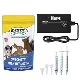 Exotic Nutrition Baby Animal Nursing Set - Milk Replacer Formula, Feeding Syringes, Heating Pad - Sugar Glider, Squirrel, Opossum, Rabbit & Other Mammals