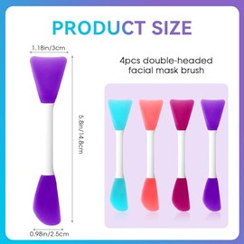 Mozeat Lens Silicone Face Mask Applicator, 4 PCS Double-End Mask Brushes for Facial Mud Mixing Spatula Soft Makeup Beauty Brush Tools for Apply Skincare Cream,Lotion, Gel, Cosmetic Foundation (4 Colors)