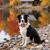 ADOGGYGO Fall Dog Collar with Detachable Floral, Adjustable Orange Plaid