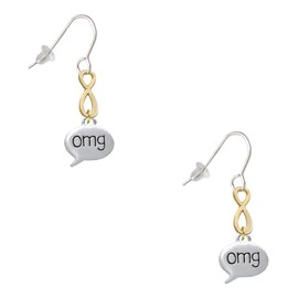 Delight Jewelry Silvertone Text Chat - omg - Oh My God - Gold-tone Infinity French Earrings