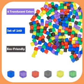 AiFanS 240 Pieces Centimeter Cubes, Counting/Sorting Toy,Plastic Math Cubes,Early Development Activity Games with Portable Box(Translucent,6 Colors)