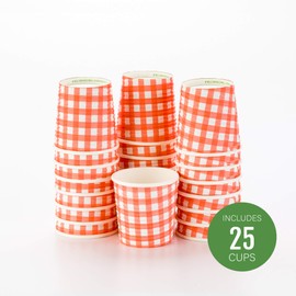 Restaurantware 4 Ounce Paper Coffee Cups 25 Spiral Disposable Paper Cups - Leakproof Recyclable Picnic Print Paper Hot Cups Insulated Matching Lids Sold Separately