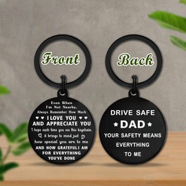 iyaone Gifts for Dad - Drive Safe Dad Keychain - I Love You Dad Gifts from Daughter Son - Birthday Father's Day Christmas Keychain Gifts for Dad from Kids