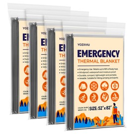 Yozxviu Emergency Blanket, Mylar Thermal Space Blanket for Survival Gear, 4 Pack, 82 in X 52 in