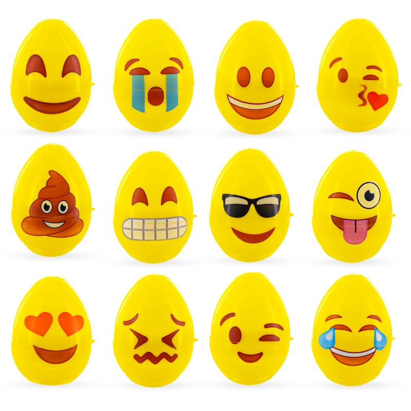 BestPysanky Set of 12 Facial Expressions Plastic Easter Eggs 2.25
