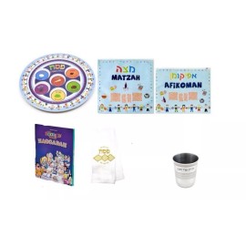 Passover Set for Children Incl Melamine Seder Plate Matching Matzah Cloth + more