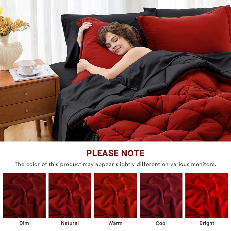MUXHOMO 5 Pieces Twin XL Comforter Set, Reversible Bed in