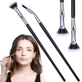 DC,CLISENCE 2Pcs Folding Angle Scalloped Eyelash Brush, Multifunctional Mascara Fan Shaped Brush with Soft Bristles, Upper Lower Eyelash Maker Tools for Beginner