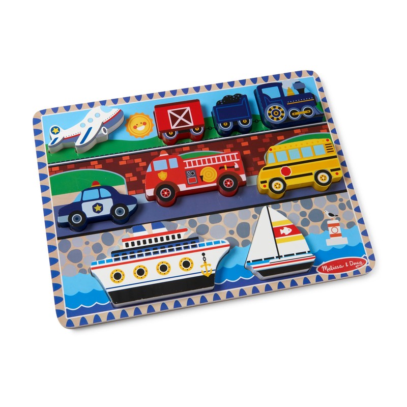 Melissa & Doug Vehicles Wooden Chunky Puzzle - Plane, Train,