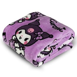Kanguru Kuromi Soft Microfibre Blanket, Pink, 130 x 170 cm, Kawaii Cuddly Blanket for Girls or Women, Sanrio Plaid for Sofa or Bed, Original Gift Idea for Christmas, Birthday