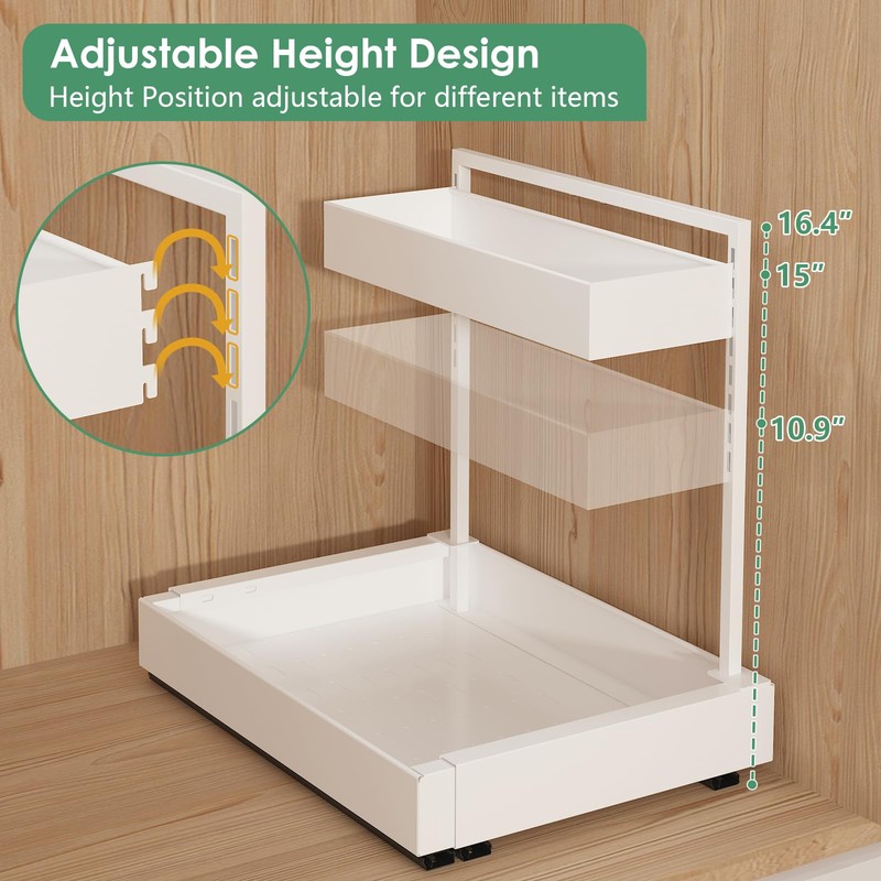 REALINN Expandable Under Sink Organizers and Storage, 2 Tier Under