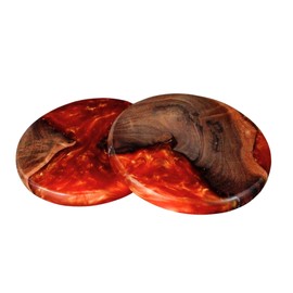 Avocrafts Drink Coaster Set, Wooden Absorbent Coasters, Epoxy Resin Coaster for Coffee Table, Tabletop Protection Decor (Coral)