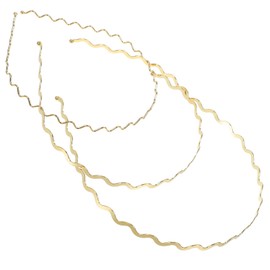 DEARMAMY Thin Hair Bands, Pack of 3, Fashionable Headbands, Unisex, Spring Fashion, Wavy Headbands with Elastic Non-Slip Wavy Teeth, Simple and Practical, Gold