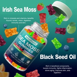 Sea Moss Gummies - Irish Sea Moss Gummies Advanced for Adults with Ashwagandha Bladderwrack & Burdock Root for Supports Immune，Energy - 60 Vegan Gummy,2PCS