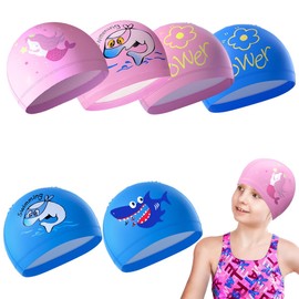 Garegce Kids Swimming Cap, Kids Fabric Swim Cap Waterproof Comfortable Soft Children'S Swim Hat, Unisex for Boys Girls Toddler Children Teens for Age 3-6-10, Cute Cartoon Pattern