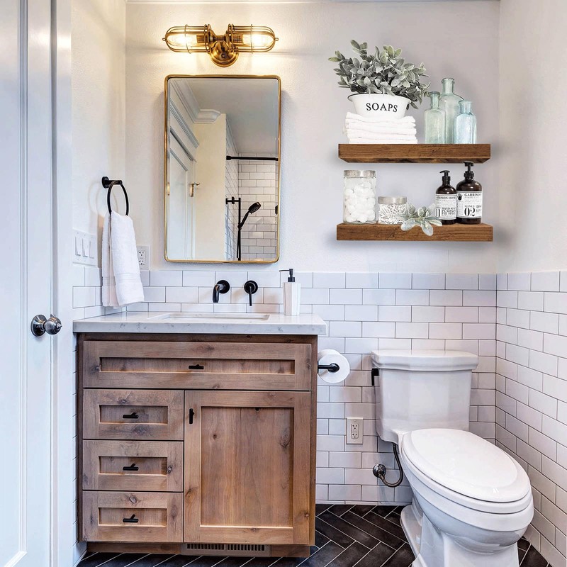 QEEIG Bathroom Floating Shelves for Wall - 15.7" Wall Mounted