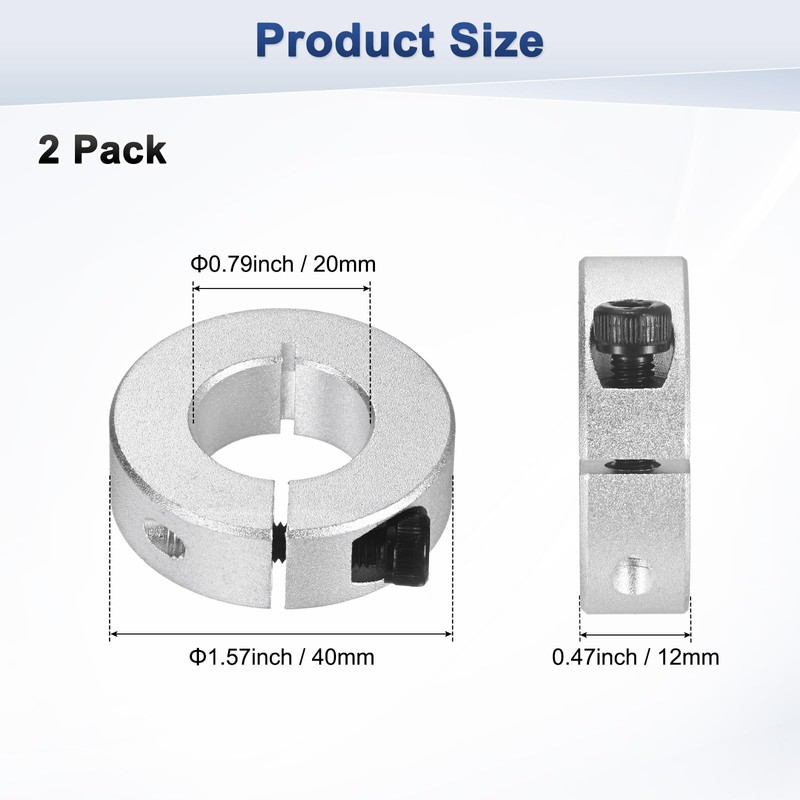 M METERXITY 2-Pack Single Split Shaft Collar 20mm Bore Aluminum