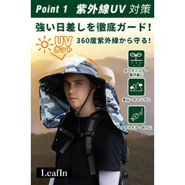 LeafIn Fishing Hat Safari Hat Wide Brim Hat Shade Hat Men's Mesh UV Protection Sunburn Prevention 2-Way Fishing Climbing Outdoor Sports, ③, Free size