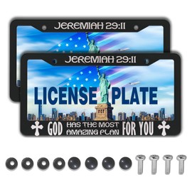 Plate Cover for Car Black and White License Plate Frames Jeremiah 29:11 God Has The Most Amazing Plan for You Aluminum Metal Car Accessory 2 Pack with Screw Covers Set