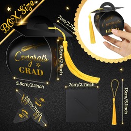 ISKYBOB 40PCS Graduation Gift Boxes, Graduation Party Favors Graduation Candy Box with Tassel Graduation Decorations Class of 2024 Graduation Centerpieces Treat Bags for Table (Black)