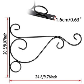 XNJIHWA 2Pcs Plant Hangers Plant Hooks Metal Wall Hanging Brackets for Hanging Bird Feeders,Wind Chimes,Flower Baskets,Lanterns,with Screws,25x20cm,Black