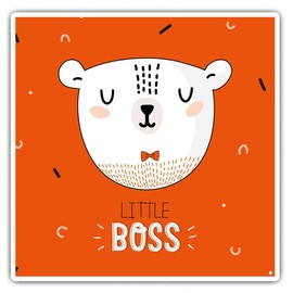 Square Stickers (Set of 2) 7.5cm - Little Boss Polar Bear Animal Kids Laptop Tablet Luggage Scrapbook #14781