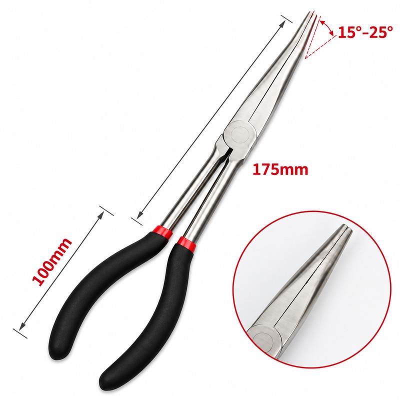 11-Inch Long Nose Pliers – Bent Handle Tool with 5