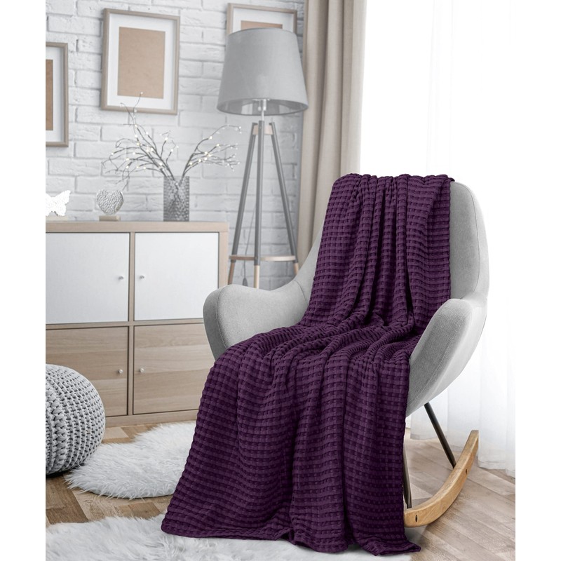 Utopia Bedding Cotton Waffle Blanket 300 GSM (Plum - 90x108