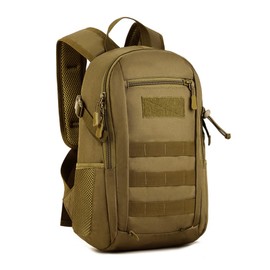 HUNTVP 20L Daypack Tactical Military Molle Backpack Small Back Pack Student School Rucksack Daysack for Running Working (Brown)