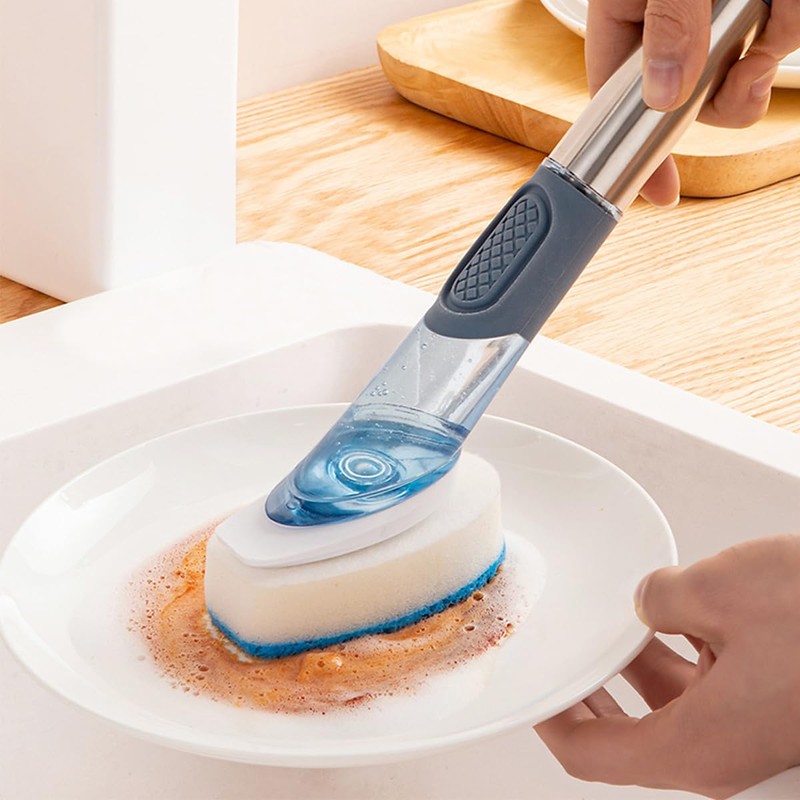 Ieron Blue Dish Scrubber Brush Set with 4 Multi-functional Heads