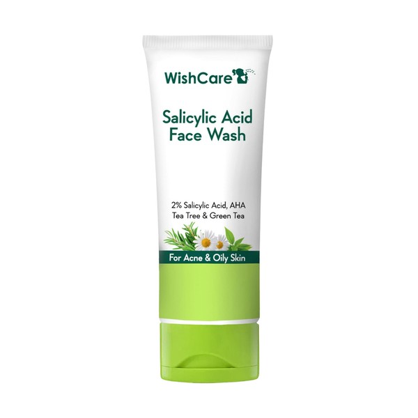 WishCare 2% Salicylic Acid Face Wash with AHA, GreenTea, Chamomile & TeaTree - For Oil & Acne Control