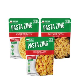 Pasta Zing Ready Meal Variety Pack – 7.05 oz (Pack of 7) | 2x Elbow, 2x Farfalle, 3x Spaghetti Pasta | Microwave in 60 Seconds | 100% Italian Durum Wheat | Quick Dinner or Side Dish