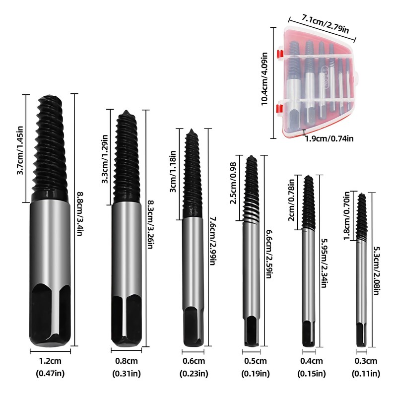 Senbos 6 Pcs Spiral Screw Extractor Set, Easy Out Broken