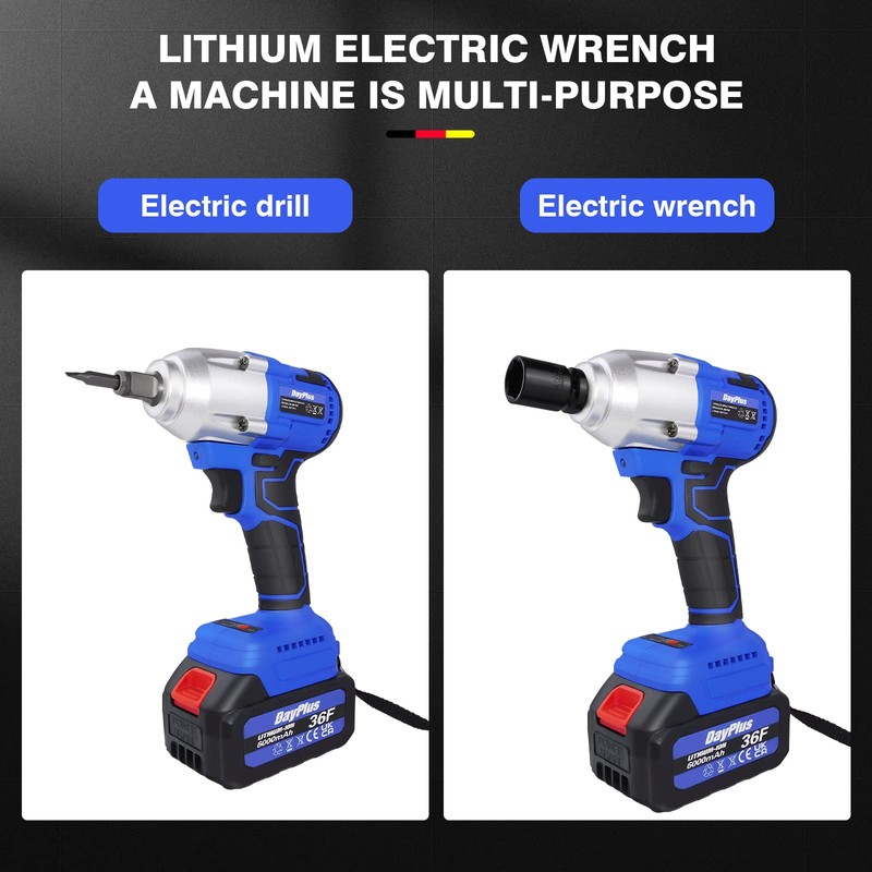 Qimu Cordless Impact Wrench,1/2 Impact Gun,3-IN-1 Brushless Power Electric Wrench/Max