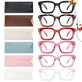 miyya Fashion Reading Glasses for Women,Oprah Style Oversized Blue Light Readers Prescription Eyeglasses 6 pack 4.0
