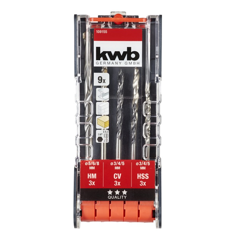 kwb PowerBox Combination Drill Bit Set - 9 Piece Drill