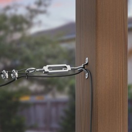 National Hardware N900-001 Hanging Kit 100 Ft Coated Stainless Steel Guide Wire for Outdoor String Lights Suspension with Hooks and Turnbuckles for Patio Backyard Garden, Multi-Color