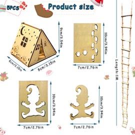 Gnome Foot Print Stencil, Gnome Stencil Christmas, Gnome Prank Rope Ladder, Gnome Door Accessories, Reusable Wooden Gnome, Suitable for Decorative Floors, Windows, etc