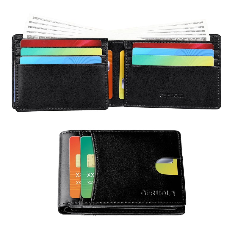 GERUOLA Wallet for Men-Genuine Leather RFID Blocking Slim Bifold Front