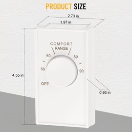 White Double Pole Line Volt Thermostat Cover for Old Style D22 - HVAC,with Line Volt Knob Knob Replacement Set (2)